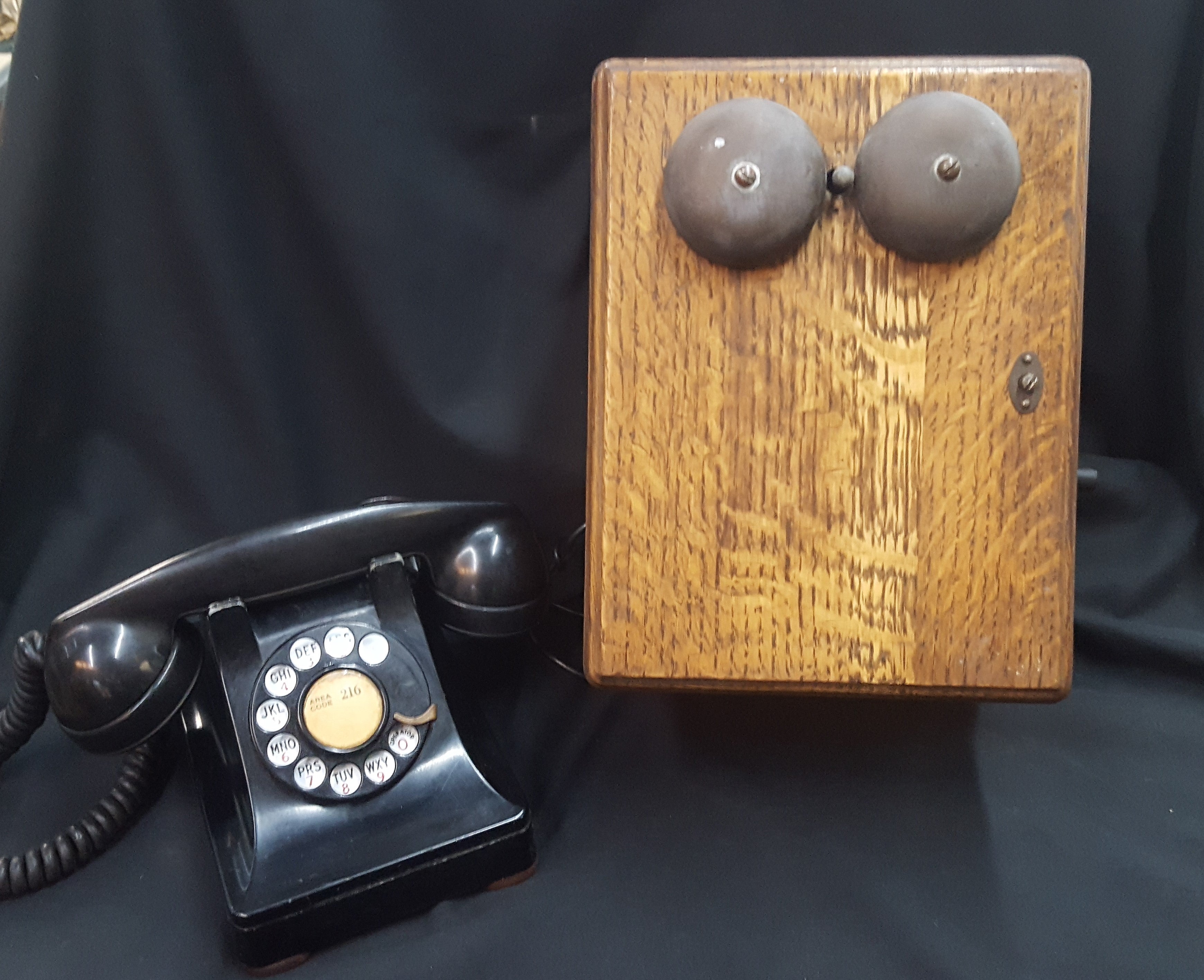 1940 Western Electric F-1 Metal Phone with Oak Subset Ringer Box