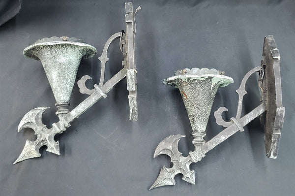 Pair of Bronze Gothic Style Wall Sconces #GA4110