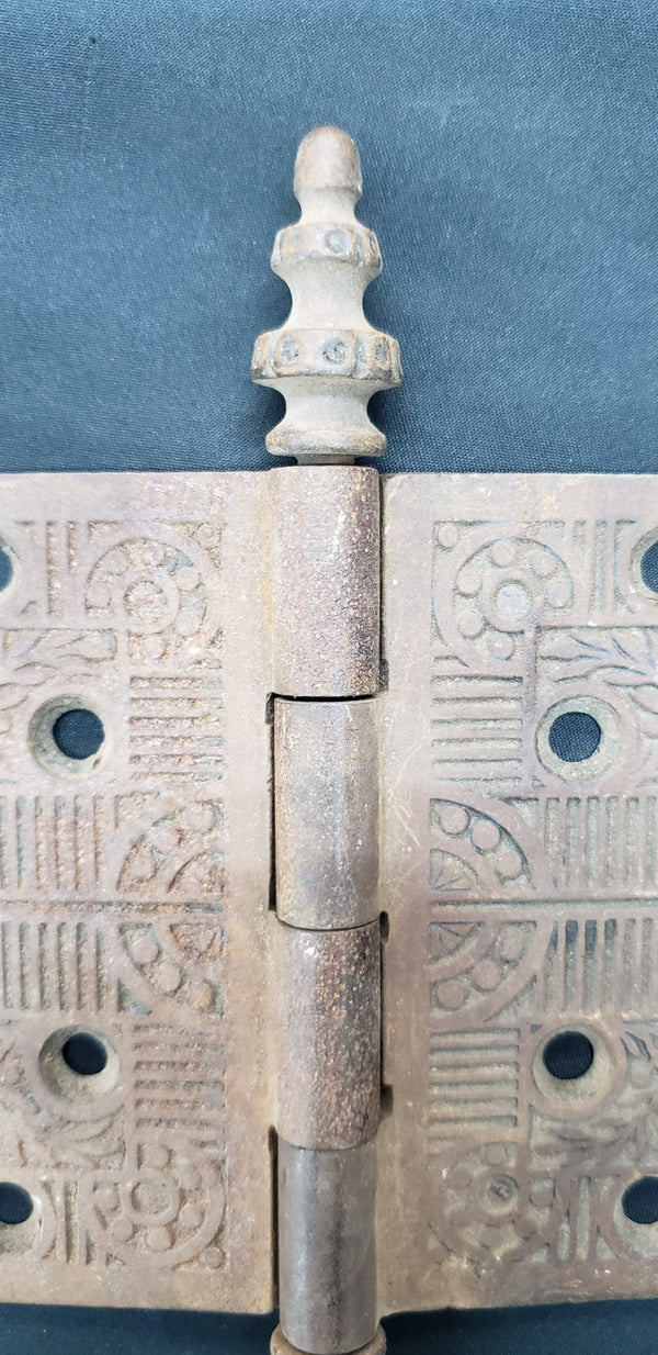 Pair of Brass Victorian Door Hinges with Center Finials #GA2232