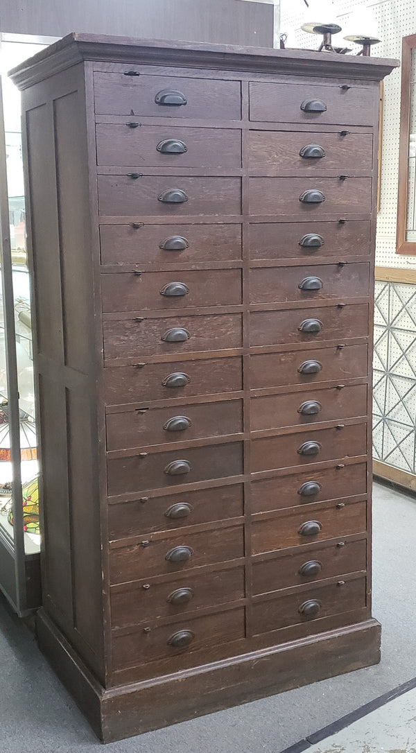 Antique 26 Drawer Solid Oak Cabinet from Virginia Tech Surplus #GA2272