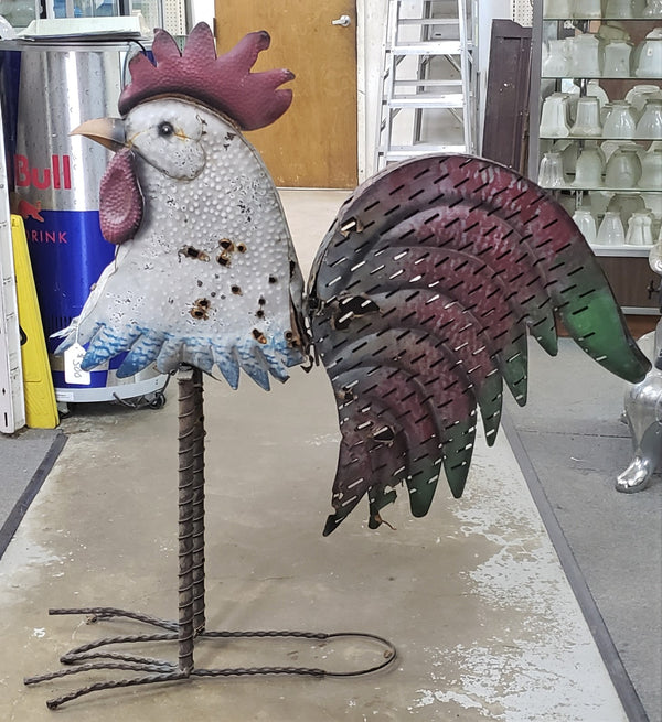 Vintage Free Standing or Pole Mount Metal & Iron Decorative Rooster Art #Rooster