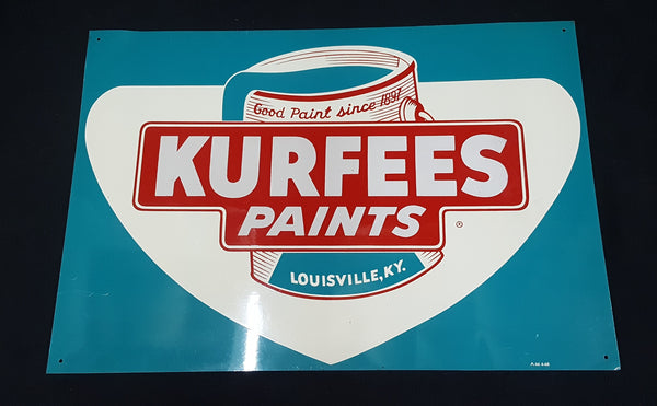 1960 Kurfees Paint "Good Paint Since 1897" Louisville Kentucky Metal Sign #Kurfee