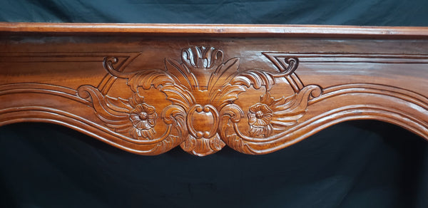 Antique Mahogany Fireplace Mantel Surround with Arch Top & Floral Designs #GA9011