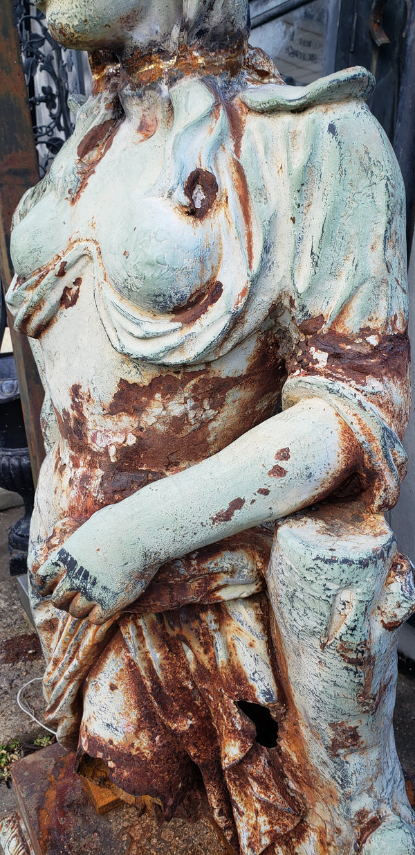 Antique Cast Iron Man & Woman Trojan Soldiers on Ornate Pedestals #trojan