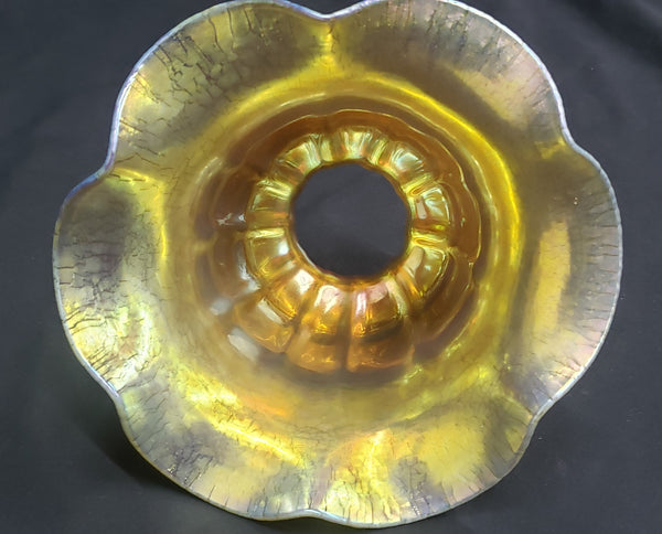 Lundberg Studios 767G Gold Iridescent Ruffled Glass Lamp Shade #GA9046