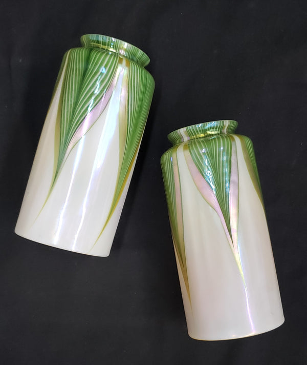 Pair of Lundberg Studios 756X Magnolia Bungalow Glass Lamp Shades #GA9048