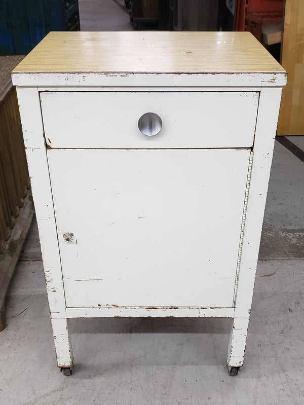 Pair of Antique Medical Table Cabinets on Wheels #GA9070