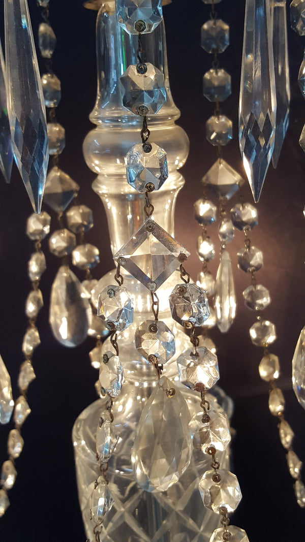 5 Light Crystal Chandelier with Faceted Prisms & Scalloped Bobeche's #GA9111