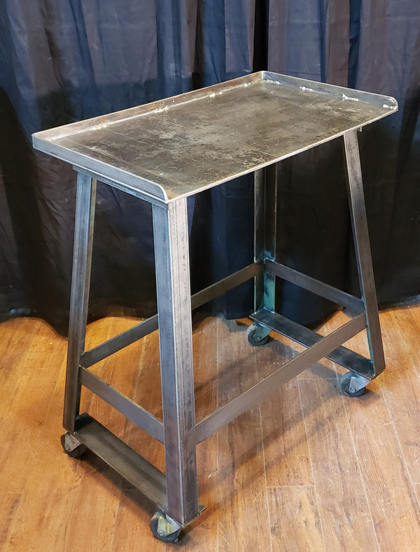 Antique Portable Steel Factory Table Cart from Kodak Film Factory #GA9118