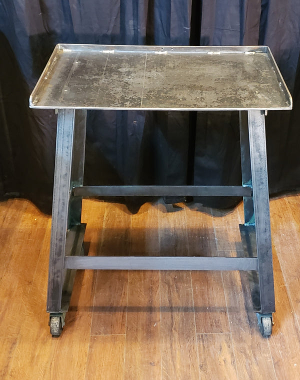 Antique Portable Steel Factory Table Cart from Kodak Film Factory #GA9118