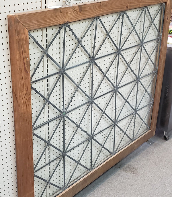 Huge Leaded Glass Window in Stained Wood Frame #GA9123