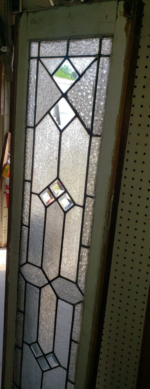 Art Deco Beveled Leaded Glass Window 16 1/2" Wide by 66 1/4" Tall