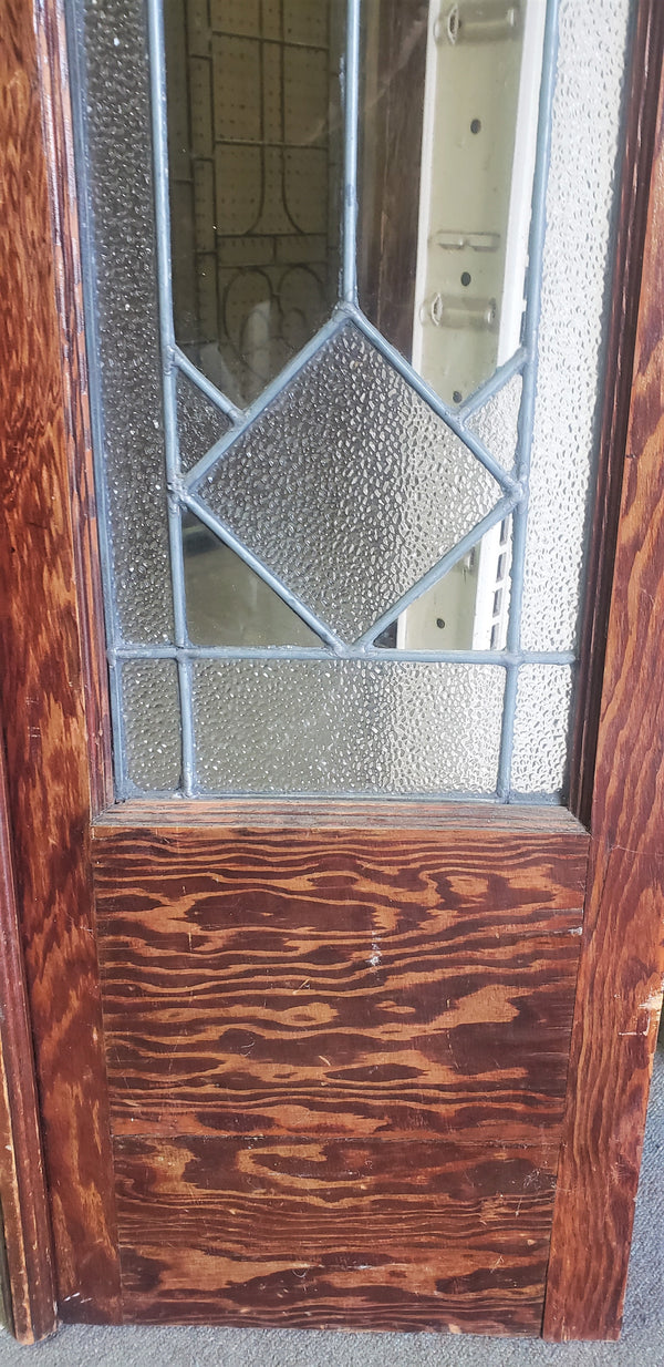 Art Deco Textured Leaded Window or Door in Wood Frame  14 3/4" x 75 1/2" #GA9152