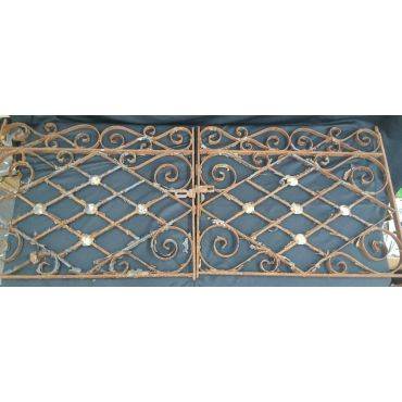 Pair of Arched Scroll Top Geometric Iron Window Grates #GA4380
