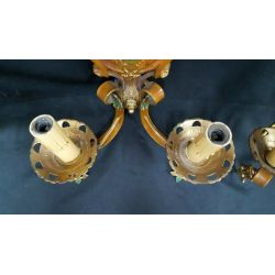 Pair of Ornate Multi Colored Art Deco Cast Iron & Wrought Iron Wall Sconces #GA1012