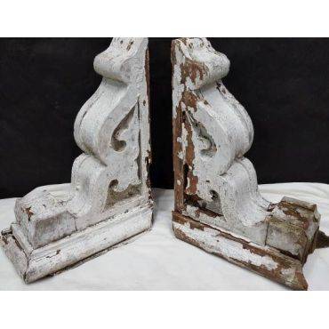 Set of 2 Scroll Designed Wooden Corbels Reclaimed from a Local Home Built in 1767 #GA98
