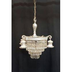 Art Deco 6 Light Tiered Prism Chandelier with Silver Leaf Trim 22" x 16" #GA509