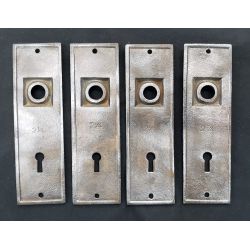 Set of 4 Art Deco Ornate Steel Door Knob Backplates Finished in Silver #GA1169