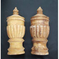 Pair of Hand Carved Artichoke Newel Post Finials #GA1103