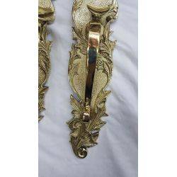 Pair of Large Solid Brass Art Nouveau Door Handle Latch Plates & Mortise Lock #GA1031