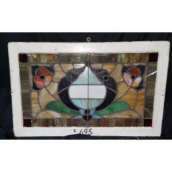 Multicolored Stained Glass Window in Wood Frame with 2837 Detail #GA4045