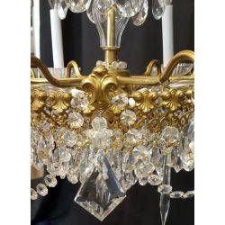 Large French Inspired 3 Tiered 6 Light Prism and Brass Chandelier #GA4335
