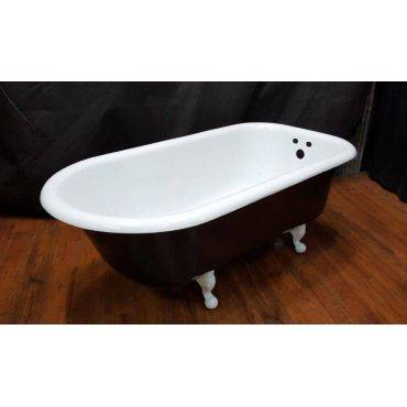 Vintage Black and White Restored Cast Iron Free Standing Bath Tub