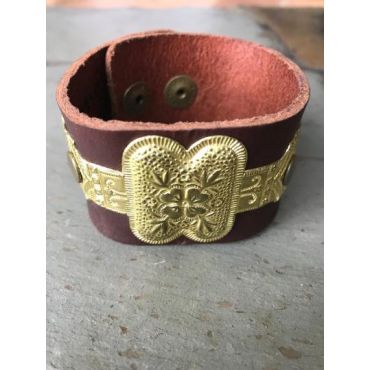 Vintage Sarabeth - Leather Cuff and Reclaimed Hardware Cuff Bracelet