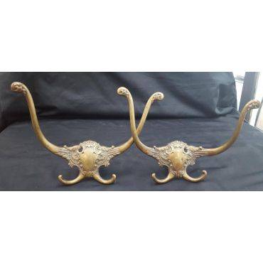 Pair of Solid Brass Wide Hall Tree Double Coat Hooks #GA4116 – Governor's  Architectural Antiques