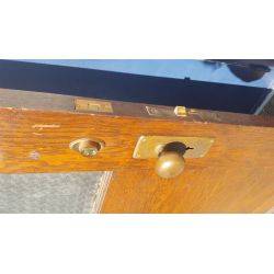 Solid Oak 1/2 Textured Glass Door with Bronze Hardware #GA4360