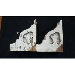 Pair of Hand Carved Layered Wooden Corbels #GA726