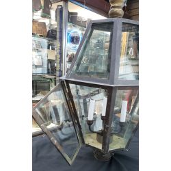 Restored Large Glass & Brass 4 Candelabra Lantern Post Light #GA1167
