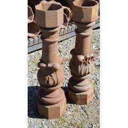 Set of 2 Cast Iron Ornate Newel Posts With Center Acanthus Leaves #GA85