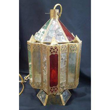 Multi-colored Textured Glass Lantern Chandelier with Chain & Ceiling Mount #Unique