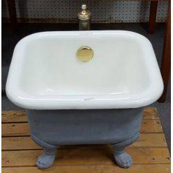 Restored Cast Iron White Square Foot Bath With Claw Feet & Waste Pipe #GA51