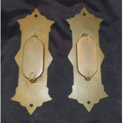 Pair of Steel Victorian Eastlake Pocket Door Pull Plates #GA259