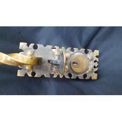 Large Ornate Twisted Brass Door Pull Lock Set #GA4187