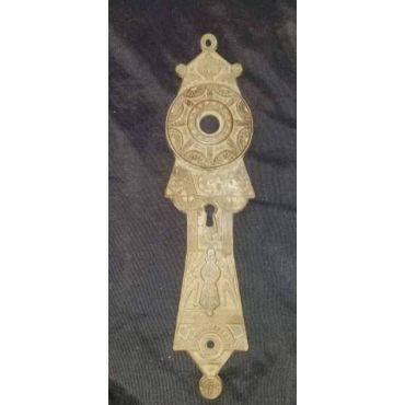 Ornate Eastlake Brass Door Knob Backplate with Keyhole Cover #GA262