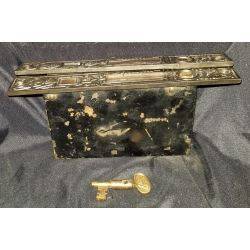 Ornate Pair of Victorian Brass Eastlake Pocket Door Lockset with Key #GA277
