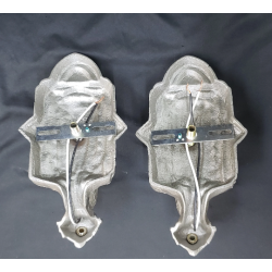Pair of Restored Art Deco Cast Iron Silver Wall Sconces #ads2