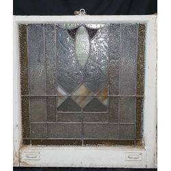 Multicolored Textured Stained Glass Window in Wood Frame #GA4031