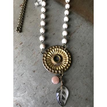 Vintage Sarabeth - White Howlite & Jasper Salvaged Necklace