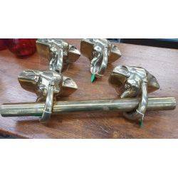 Set of 4 Heavy Duty Solid Brass Elephant Head Hand or Foot Rail Brackets #GA1038