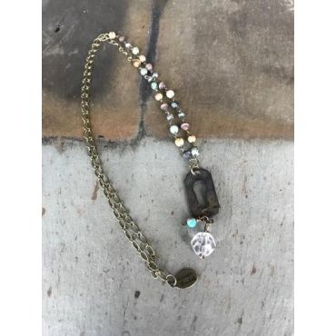 Vintage Sarabeth Necklace with Reclaimed Brass Key Escutcheon