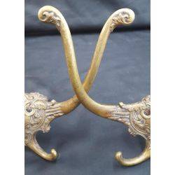 Pair of Solid Brass Wide Hall Tree Double Coat Hooks #GA4116