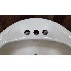 Porcelain Coated Round Drop In Sink 3 Hole #GA45