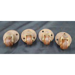 Set of 4 Iron Casters with 1 4/8" Round Wood Wheels #GA4267