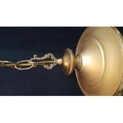 Brass 3 Light Chandelier with Milk Glass Shades #GA523