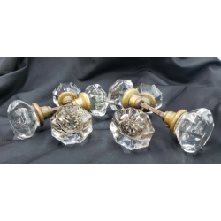 4 Pairs of 8 Sided Crystal Glass Door Knobs #GA4404