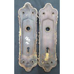 Pair of Art Nouveau Ornate Brass Door Knob Back Plates #GA4210